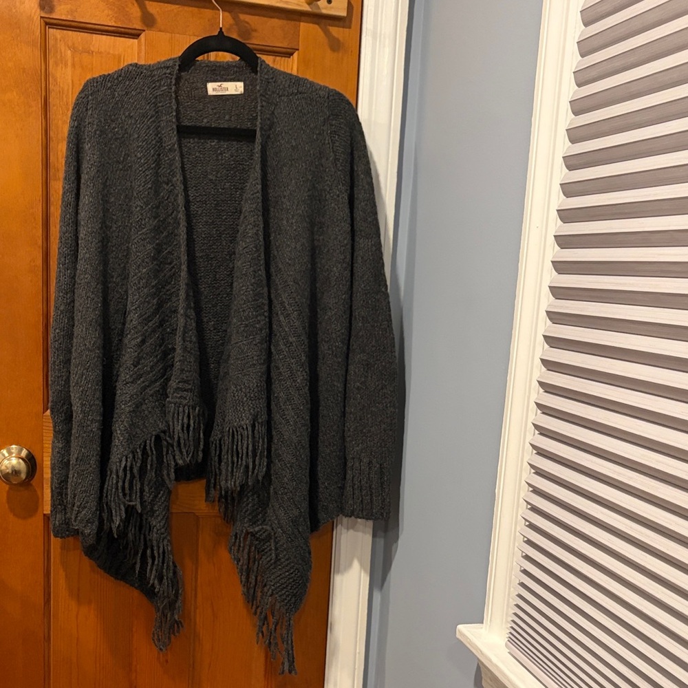 Hollister Charcoal Knit Cardigan